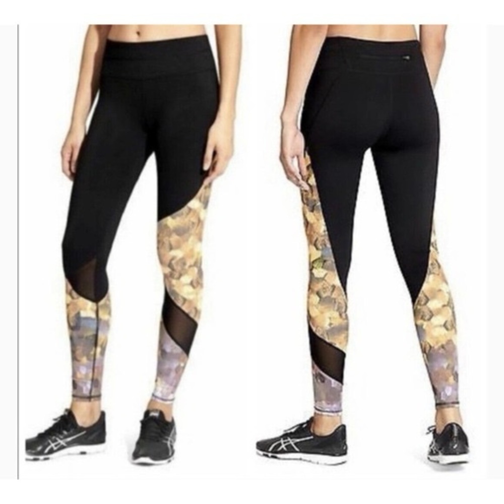 Athleta Asym Mesh Mid Rise Sonar Tight Leggings Running Workout Yoga Gym Train